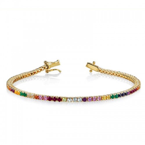 925 Sterling Silver zircon rainbow tennis bracelet
