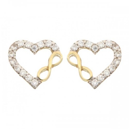 925 Sterling Silver zircon heart infinity stud ear...