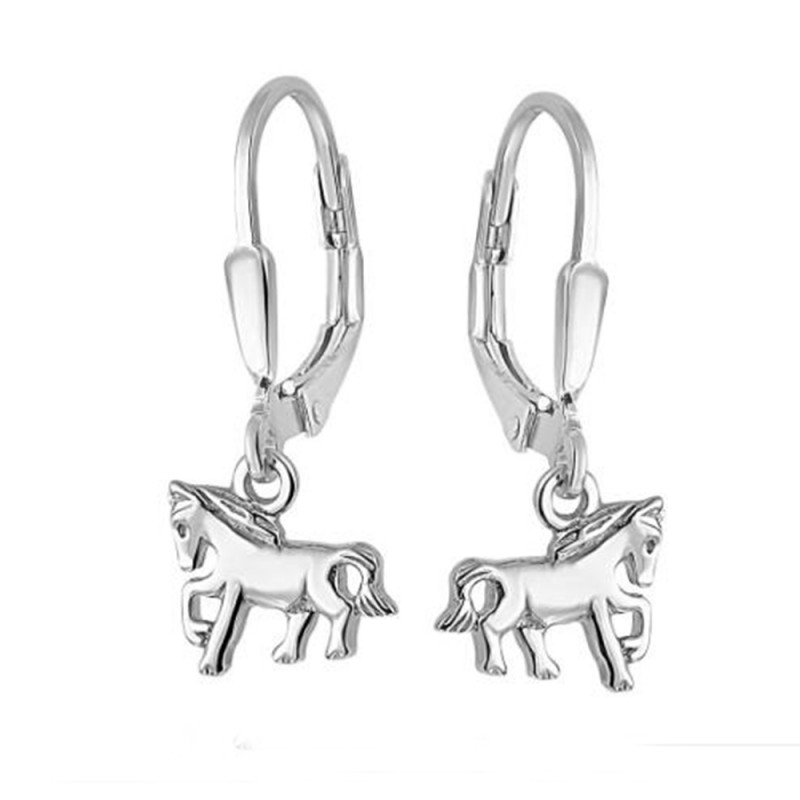925 Sterling Silver horse dangle earrings