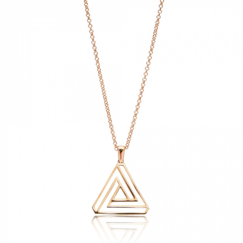 925 Sterling Silver Origami triangle pendant 