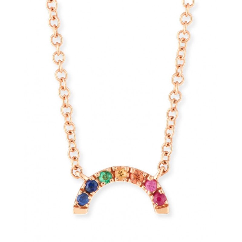 925 Sterling Silver rainbow pave cubic necklace