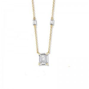 925 Sterling Silver prince cut cubic necklace