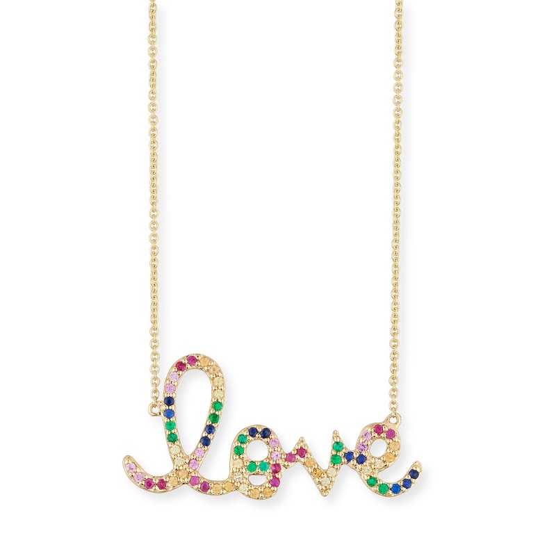 925 Sterling Silver  rainbow love necklace