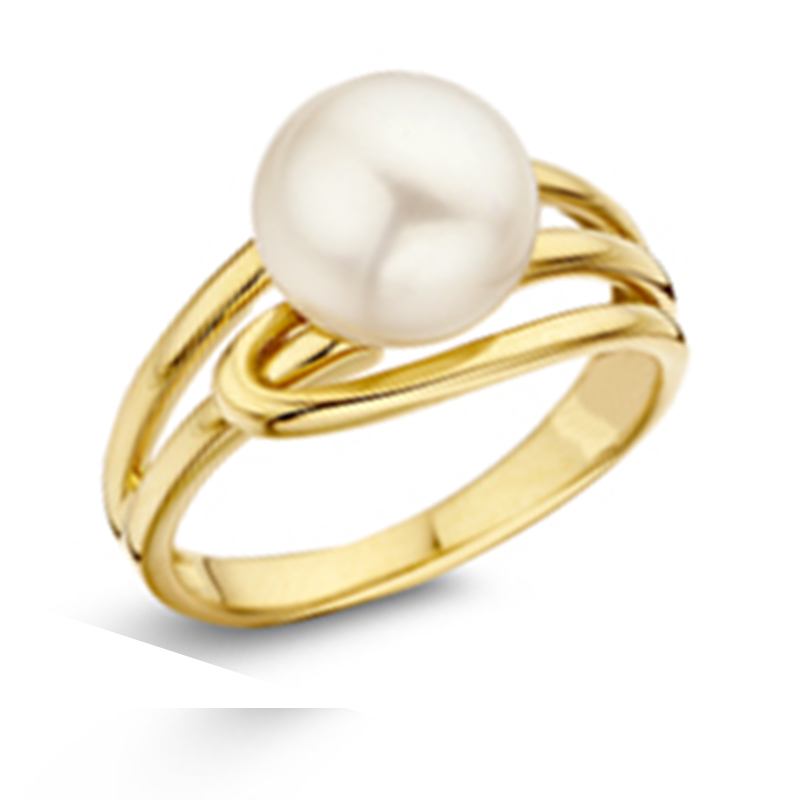 925 Sterling Silver Freshwater Pearl Ring Rhodium ...