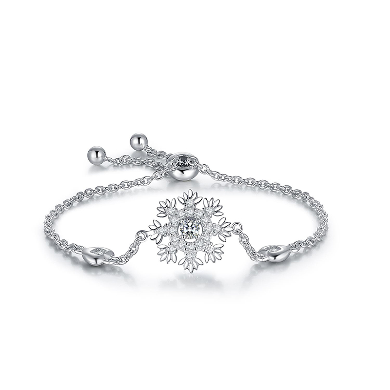 925 Sterling Silver Snowflake with White Zircon Ad...