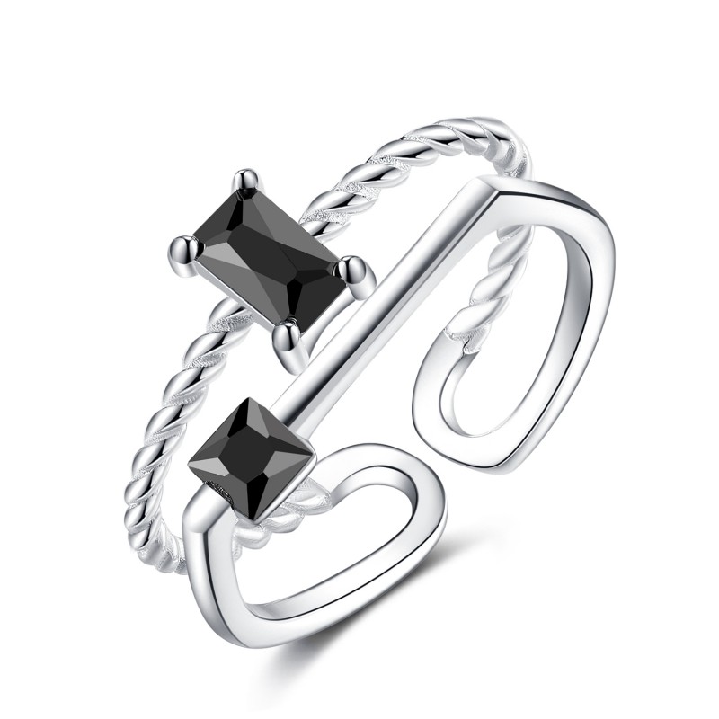 925 Sterling Silver Doule Layers With Princess Cut...