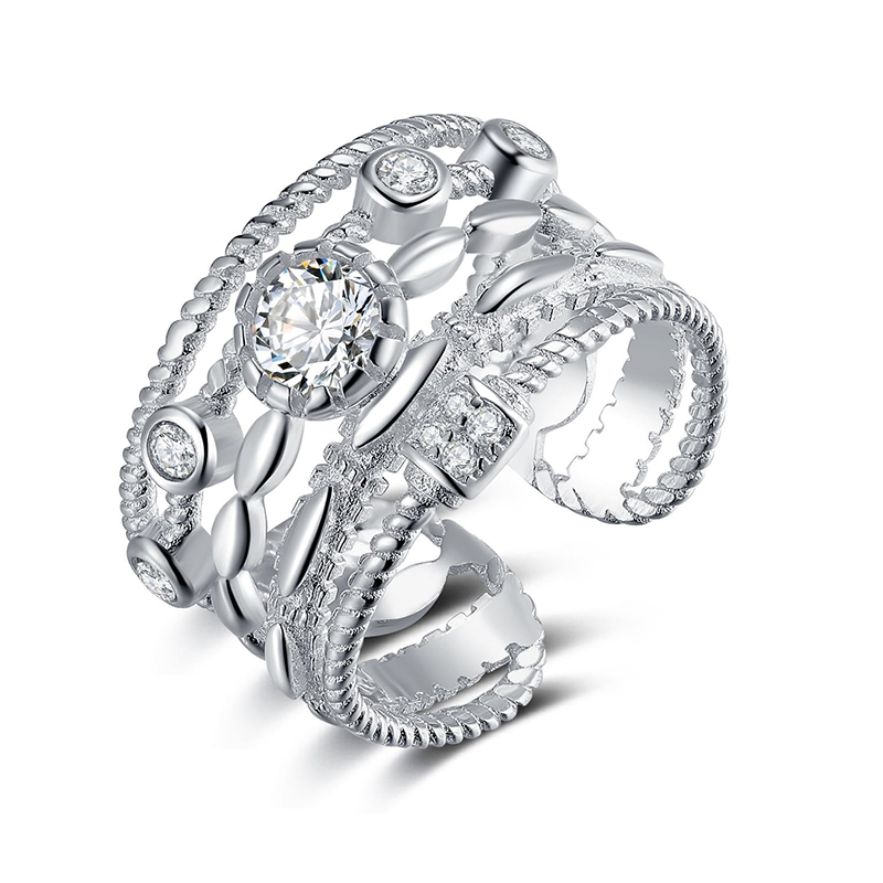 925 Sterling Silver White Zircon Ring 