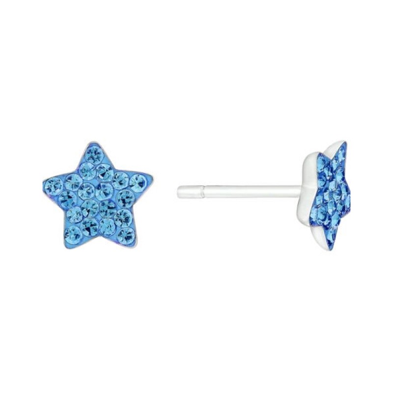 Finefey 925 Sterling Silver blue crystal stud earr...