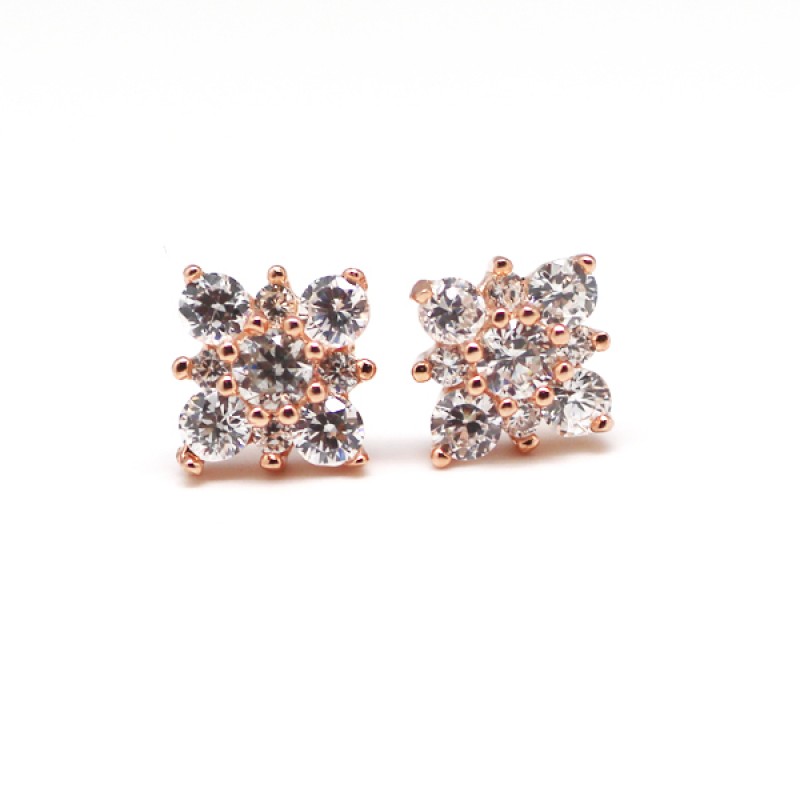 Finefey 925 Sterling Silver Flora Cubic Stud Earri...