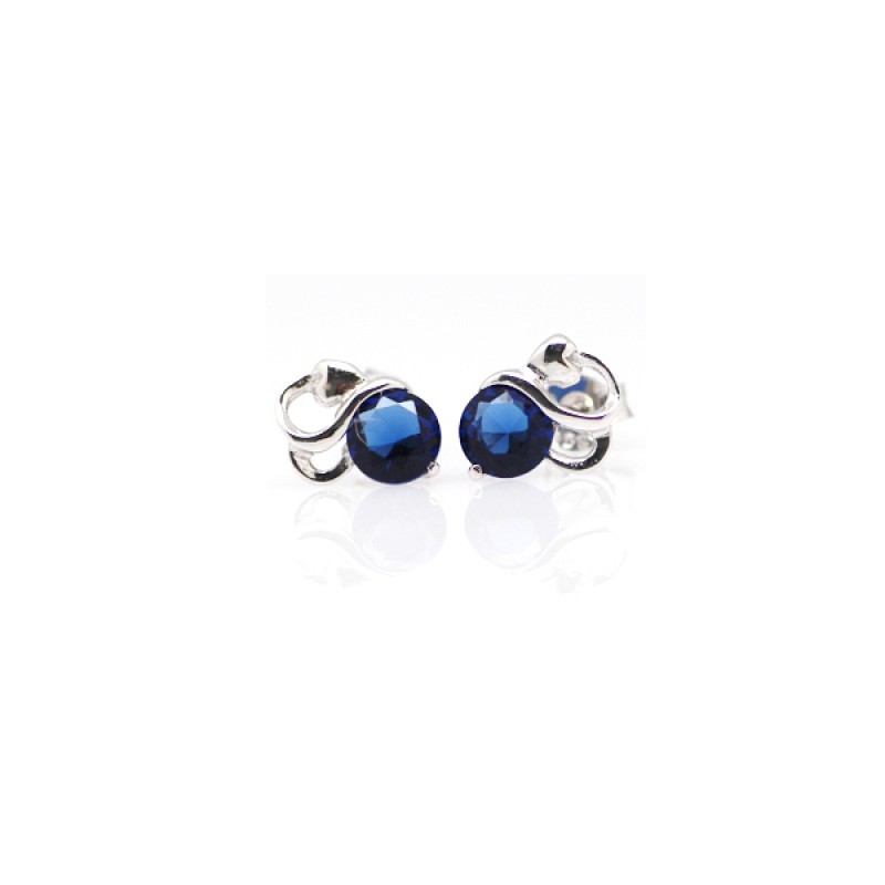 Finefey 925 Sterling Silver Sapphire Cubic Stud Ea...