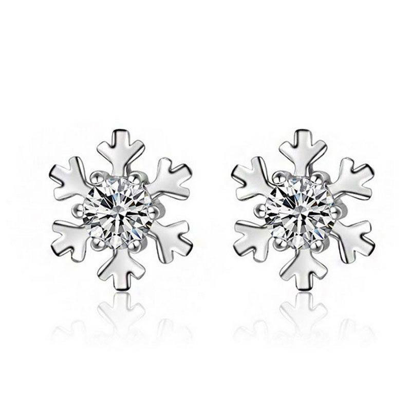 Finefey 925 Sterling Silver Snowflake Cubic Stud e...