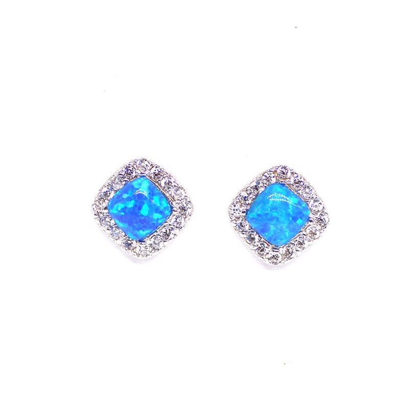 Finefey 925 Sterling Silver Opal Cubic Stud Earrin...