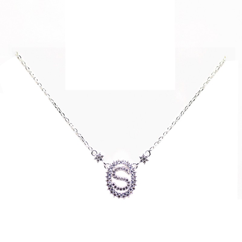 Finefey 925 Sterling Silver Alphabet S Cubic Neckl...