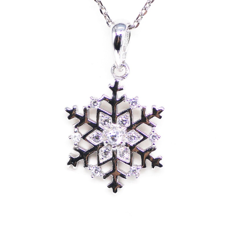 Finefey 925 Sterling Silver snowflake cubic pendan...