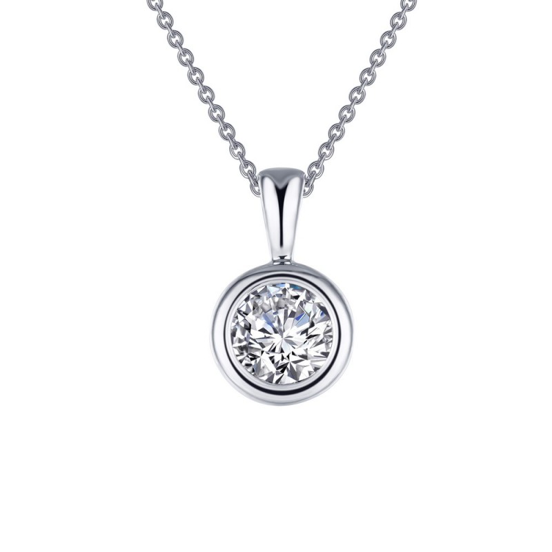 Finefey 925 Sterling Silver Solitary Bezel Necklac...