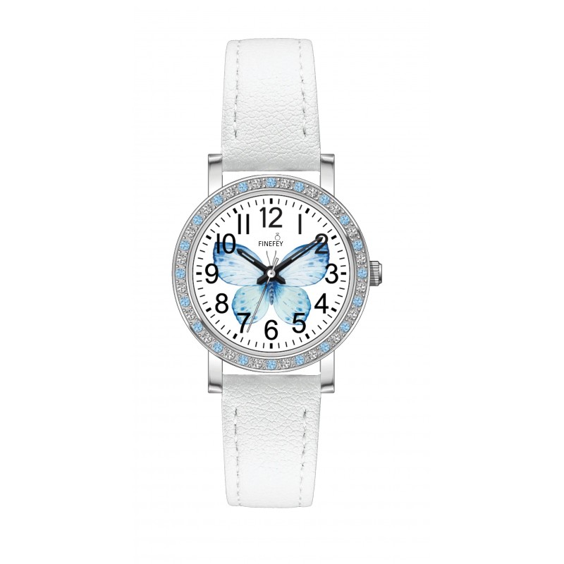 FINEFEY Wrist Watch 14mm Band White Color for Kids