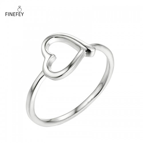 FINEFEY 925 Sterling Silver heart plain ring