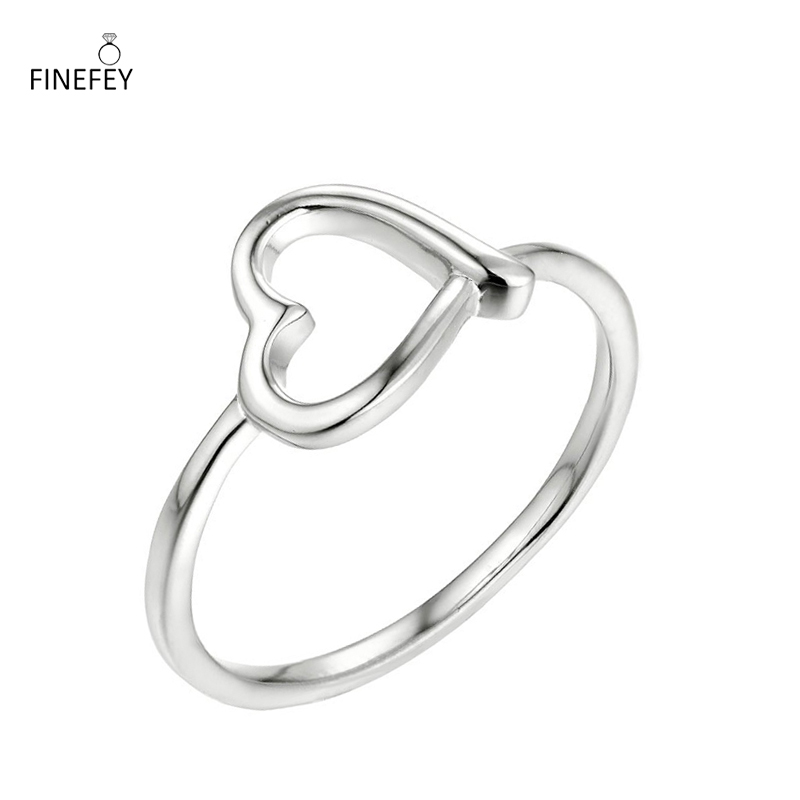 FINEFEY 925 Sterling Silver heart plain ring