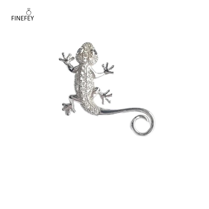 FINEFEY Gecko Brooches White Cubic for Women