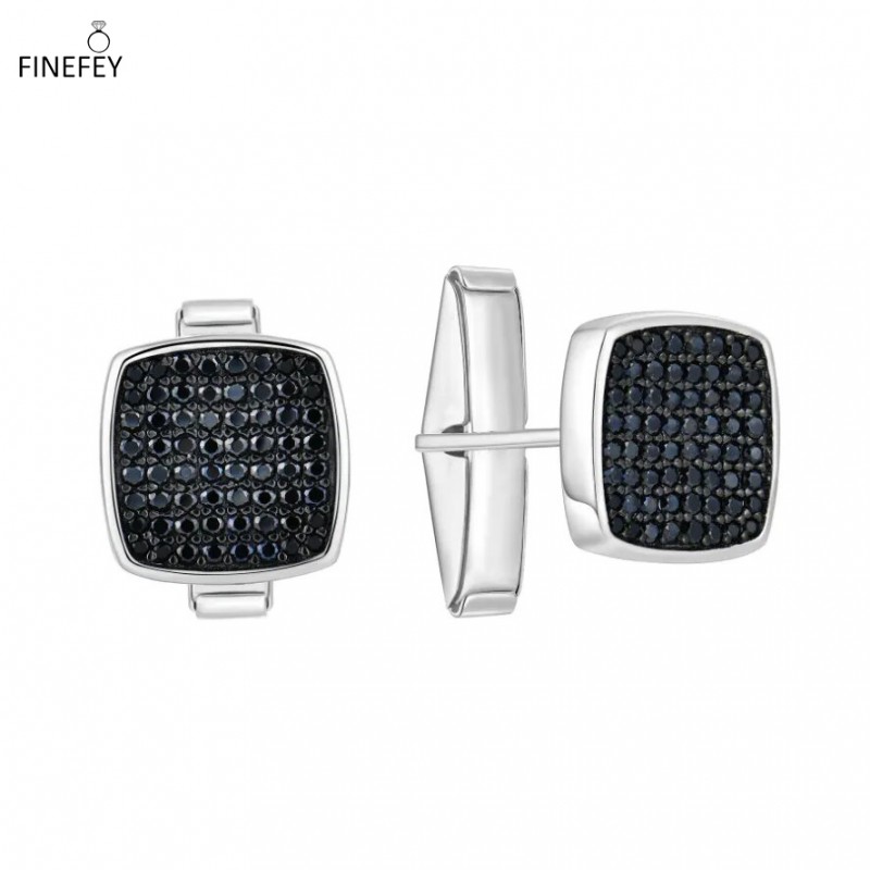 FINEFEY 925 Sterling Silver Cuff Links for Man