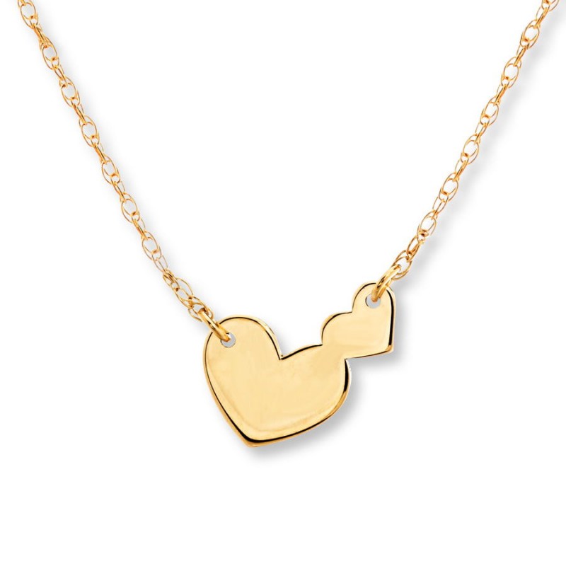 FINEFEY Sterling Silver Gold Plated Double Heart C...