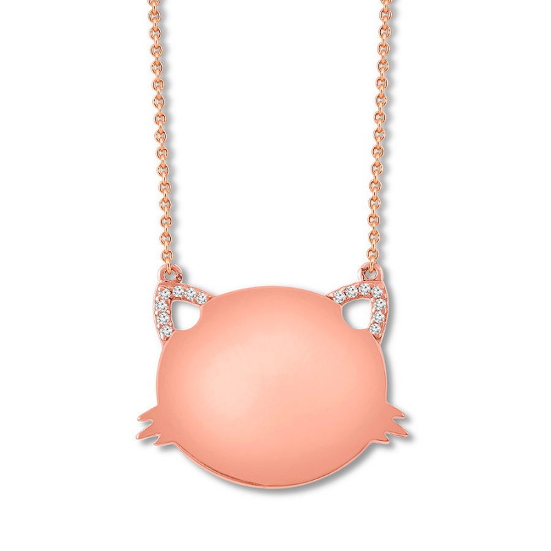 FINEFEY Sterling Silver Rose Gold Kitty Children's...