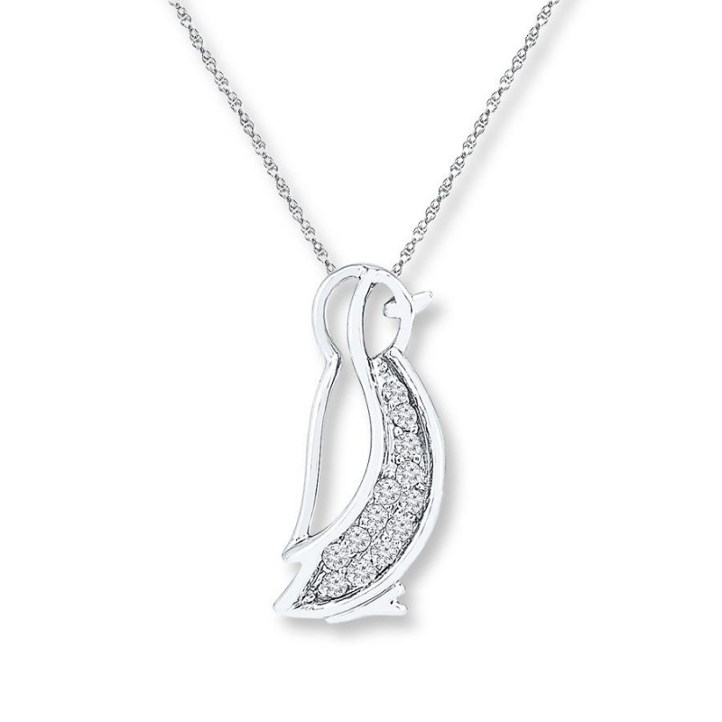 FINEFEY Sterling Silver Cubic Zirconia  Penguin Ch...