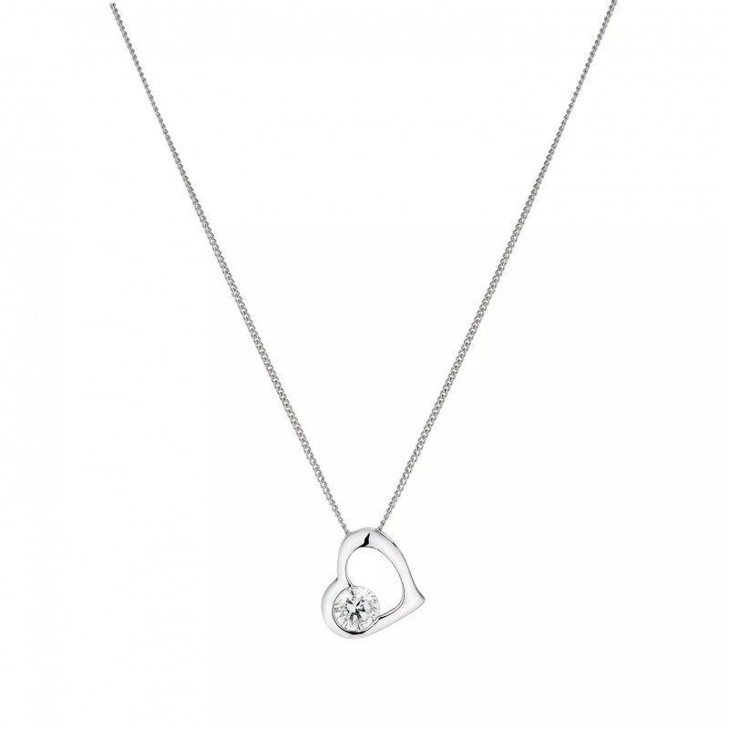 FINEFEY Sterling Silver Cubic Zirconia Heart Penda...