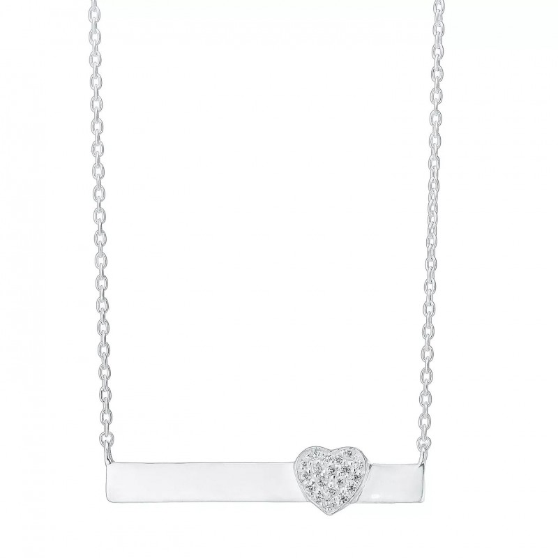 FINEFEY Sterling Silver Cubic Zirconia  Heart Tag ...