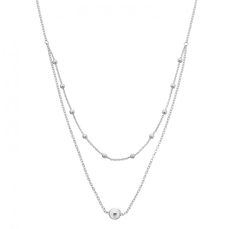 FINEFEY Sterling Silver Multi Bead Layers Necklace