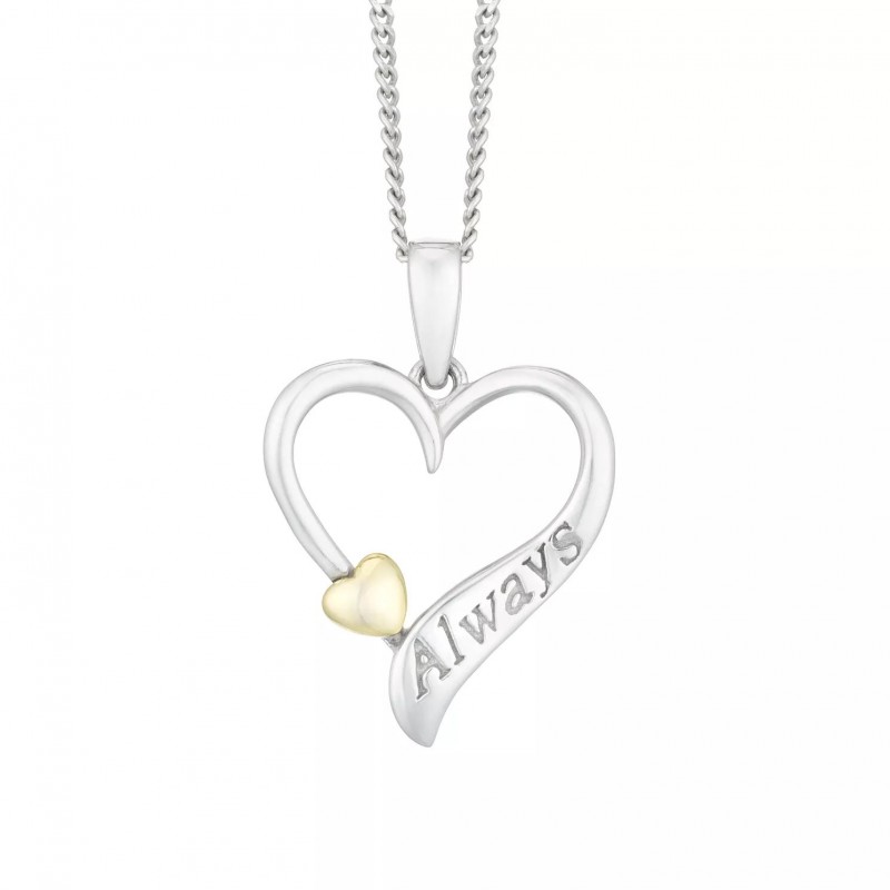 FINEFEY Sterling Silver Gold Plated Open Heart &qu...