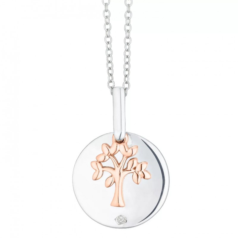 FINEFEY Sterling Silver  Rose Gold CZ Family Tree ...