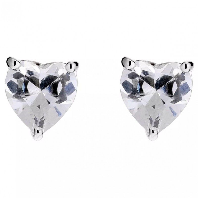 FINEFEY Sterling Silver Cubic Zirconia Heart Stud ...