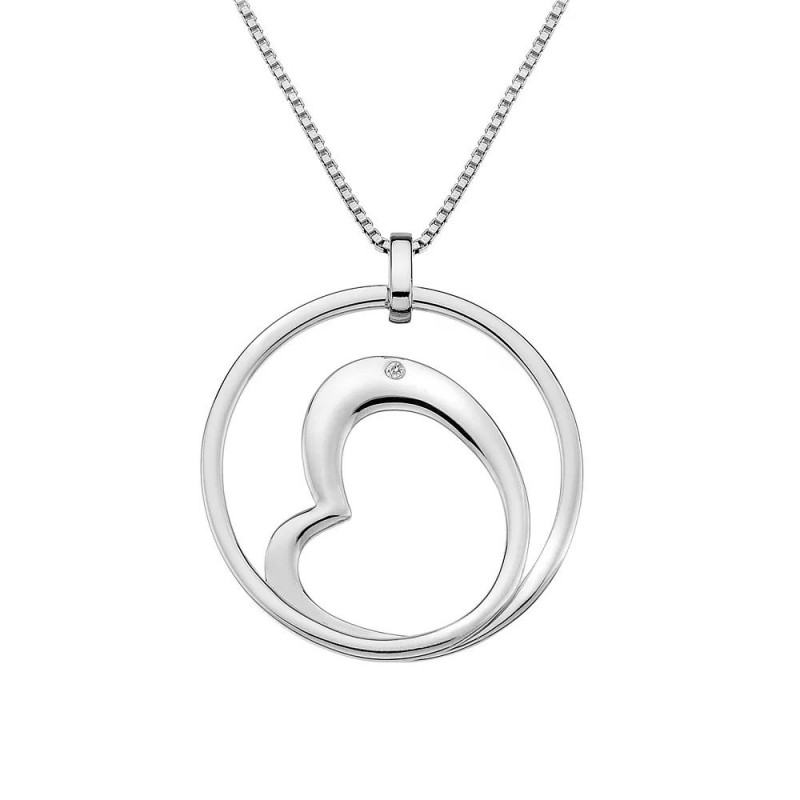 FINEFEY Sterling Silver  Heart In Circle Pendant N...