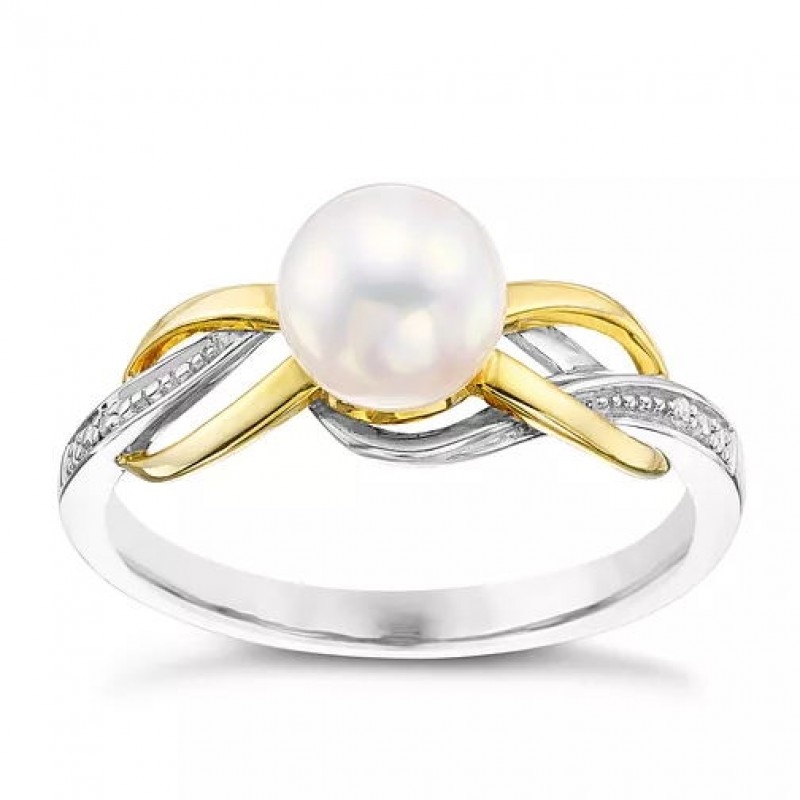 FINEFEY  Sterling Silver Gold Plated Pearl Infinit...