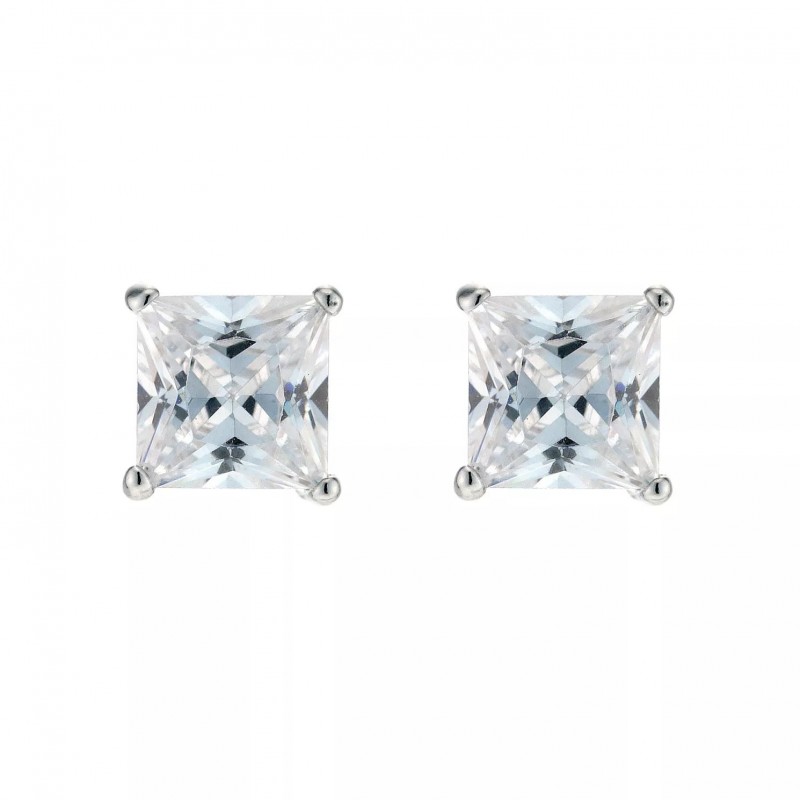 FINEFEY Square Silver Square Cubic Zirconia Earrin...