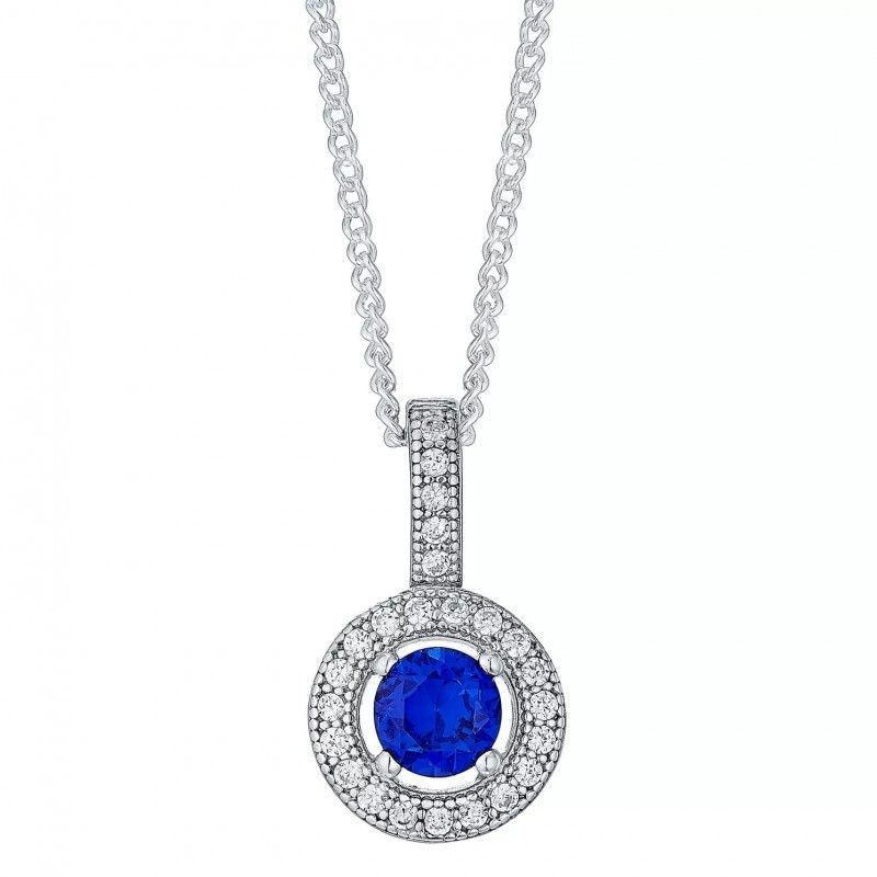 FINEFEY Sterling Silver Blue Cubic Zirconia Halo P...