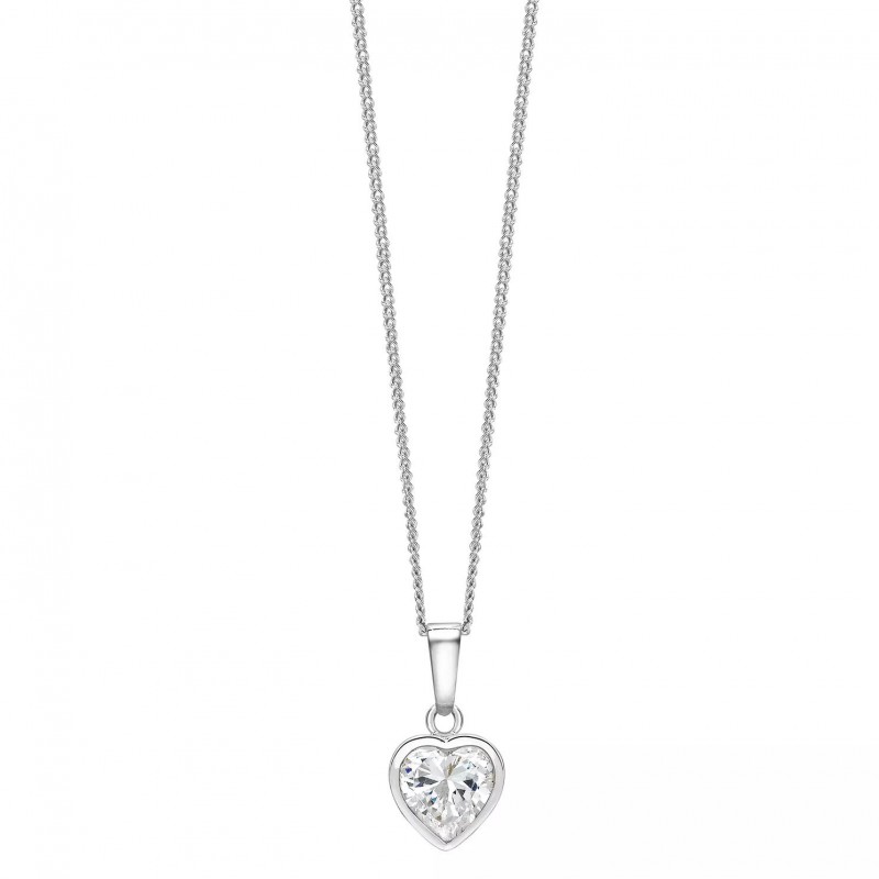 FINEFEY Sterling Silver Cubic Zirconia Heart Penda...