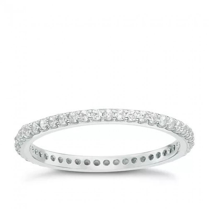 FINEFEY Sterling Silver Cubic Zirconia Eternity Ri...