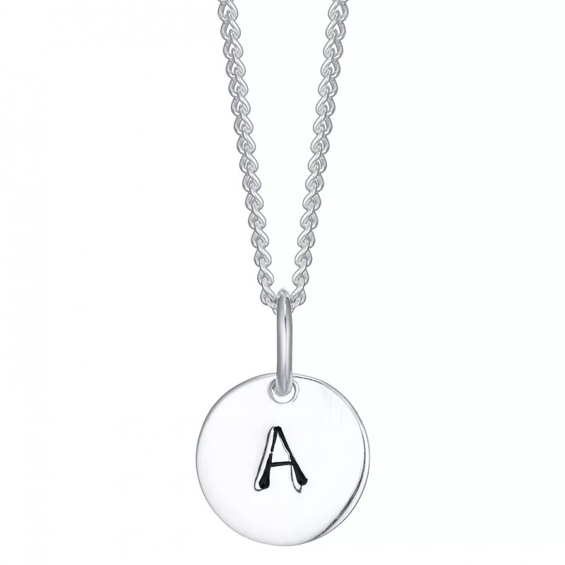 FINEFEY Sterling Silver  Initial A Disc Pendant Ne...