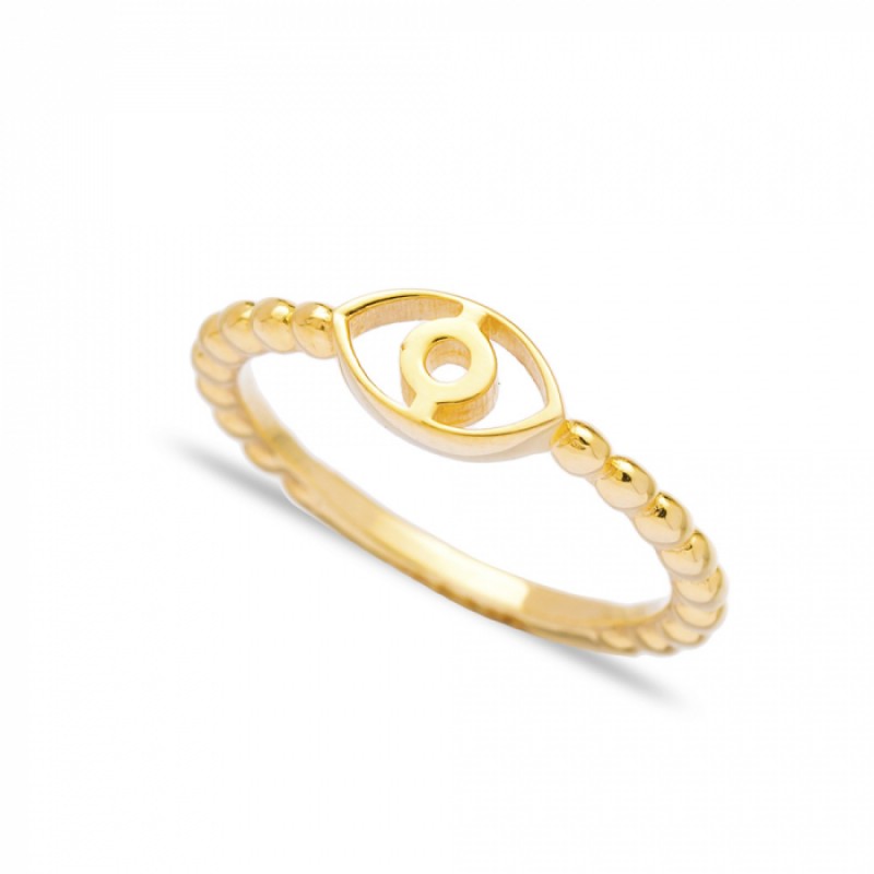 FINEFEY Sterling Silver Gold Plated Eye Charm Ring