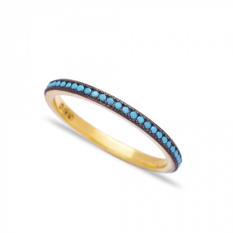 FINEFEY Sterling Silver Gold Plated Turquoise Pave...