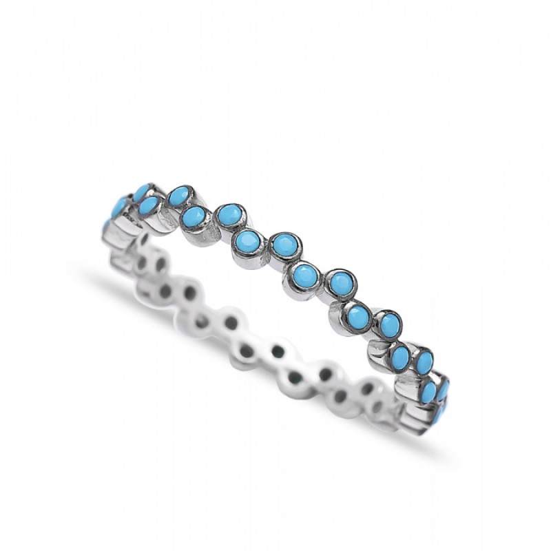 FINEFEY Sterling Silver Turquoise Beaded Ring