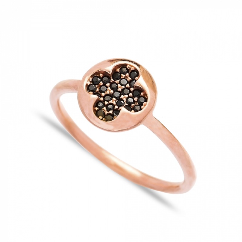 FINEFEY Sterling Silver Rose Gold Plated Black Zir...