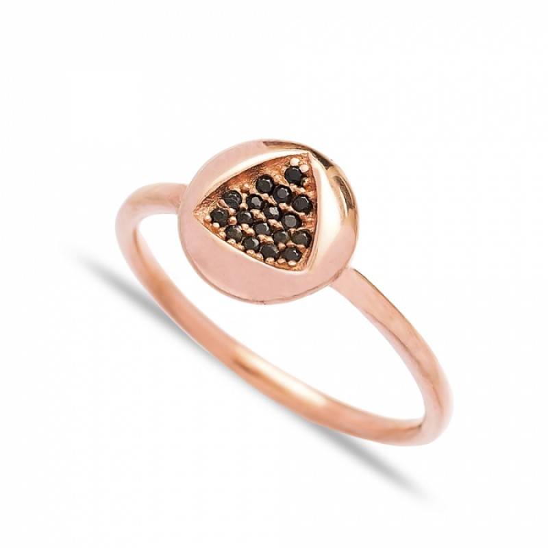 FINEFEY Sterling Silver Rose Gold Plated Black Zir...