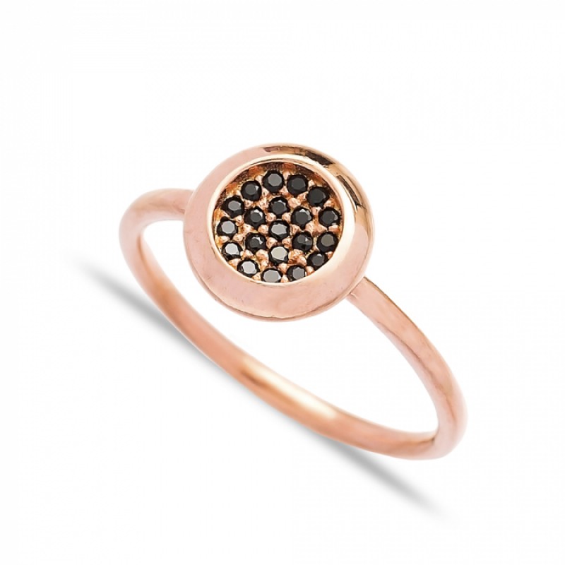 FINEFEY Sterling Silver Rose Gold Plated Black Zir...