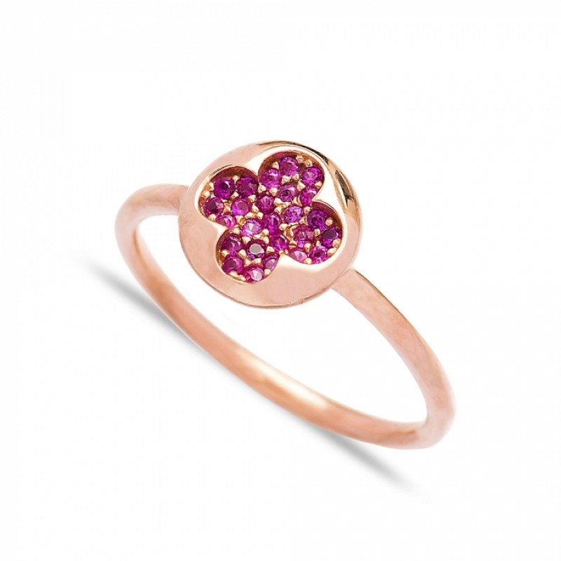 FINEFEY Sterling Silver Rose Gold Plated Ruby Zirc...