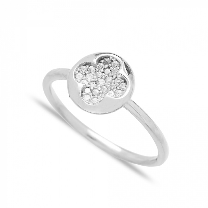 FINEFEY Sterling Silver White Zircon Clover Design...