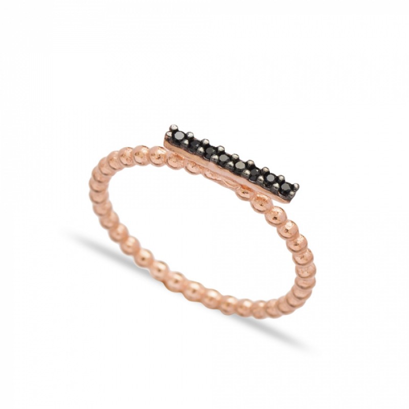 FINEFEY Sterling Silver Rose Gold Plated Black Zir...