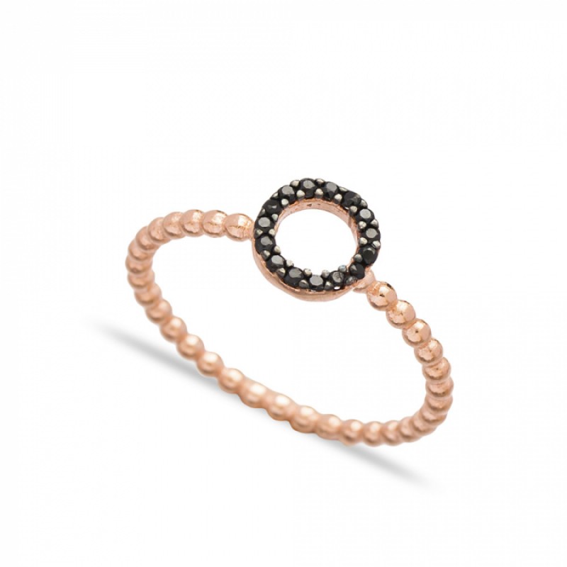 FINEFEY Sterling Silver Rose Gold Plated Black Zir...